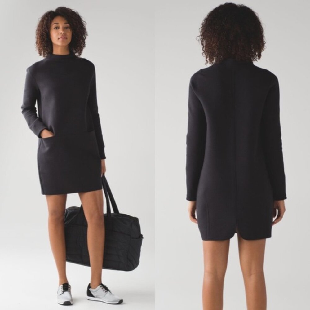 Lululemon Black City Bound Sweatshirt Dress ~Size 4 ~ Pockets ~ $128